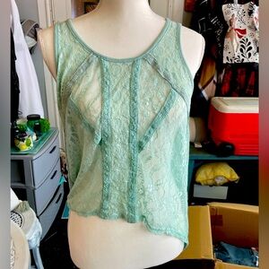Lace sleeveless teal top